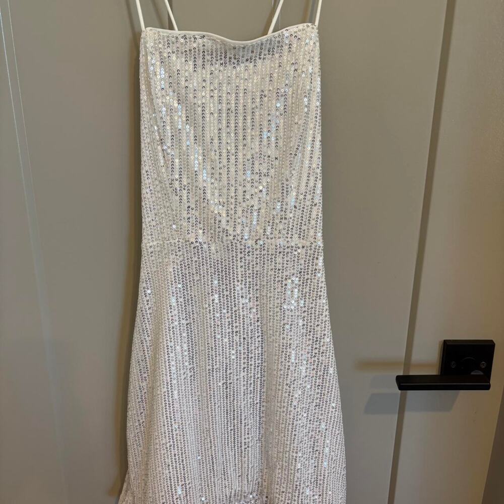 White sequin maxi dress with silver sequin size Medium